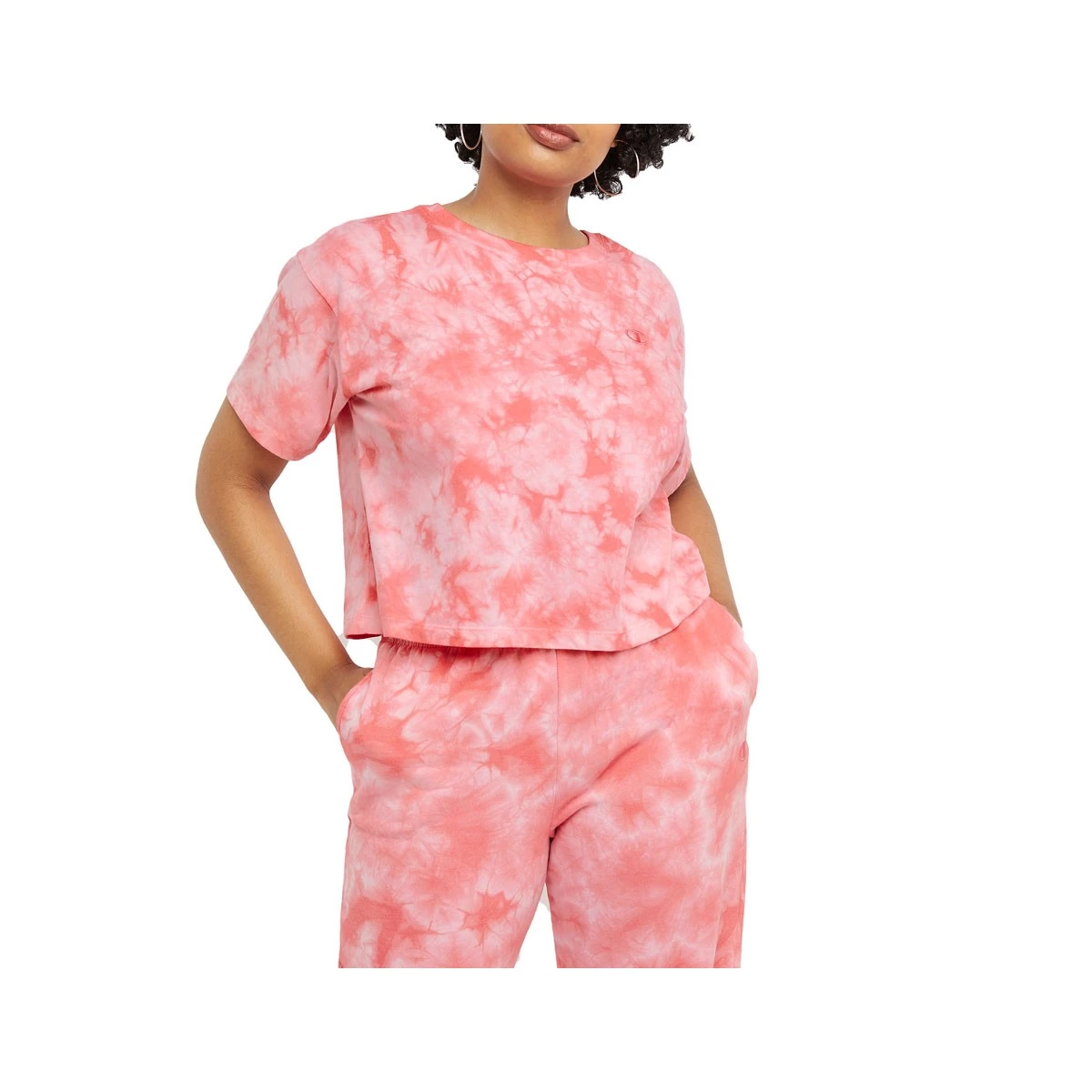 Women's Champion Space Dye Cropped T-Shirt Crush Dye Pinky Peach 11 Women's Champion Space Dye Cropped T-Shirt Crush Dye Pinky Peach - Image 9