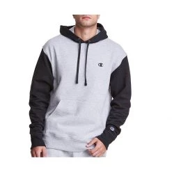 Men's Champion Fleece Powerblend Colorblock Hoodie Grey Heather