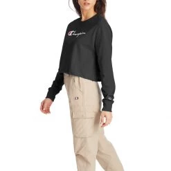 Women's Champion Boyfriend Long Sleeve Cropped Graphic Tee Gold Buttercup -Champion Sales unnamed file 868