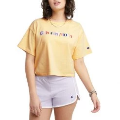 Women's Champion Heritage Overlap Ink Graphic Cropped T-Shirt Vintage Mauve -Champion Sales unnamed file 899