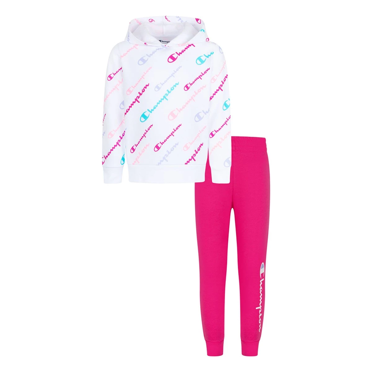 Baby Girls' Champion All Over Print Fleece Hoodie And Joggers Set White 3 Baby Girls' Champion All Over Print Fleece Hoodie And Joggers Set White