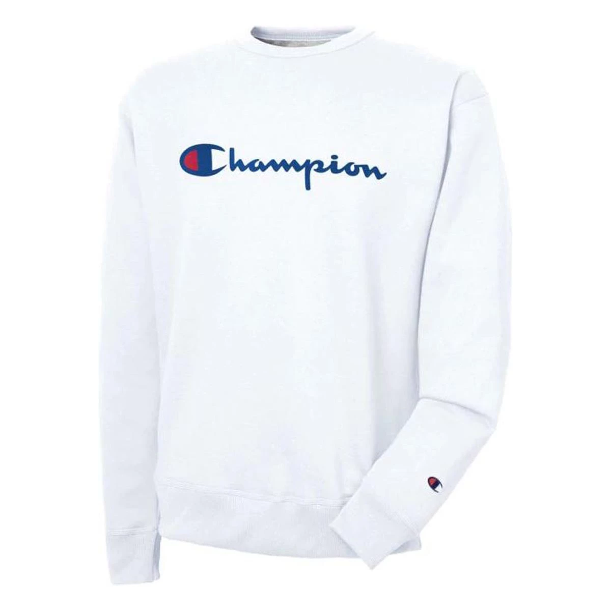 Men's Champion Powerblend Script Graphic Pullover White 3 Men's Champion Powerblend Script Graphic Pullover White