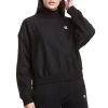 Women's Champion Reverse Weave Mock Neck Cropped Sweatshirt Black