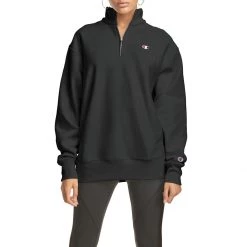 Women's Champion Reverse Weave Small Graphic 1/4 Zip Black -Champion Sales unnamed file 997